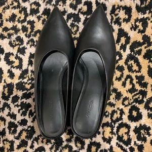 Black block heel slides